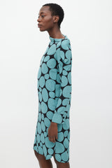 Marni Black & Blue Silk Dots Sheath Dress