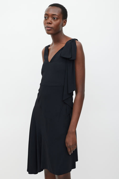 Marni Black Bow Shoulder Flounce Dress