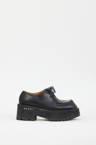 Marni Black & Brown Leather Lace-Up Platform Shoe