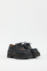 Marni Black & Brown Leather Lace-Up Platform Shoe