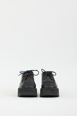 Marni Black & Brown Leather Lace-Up Platform Shoe