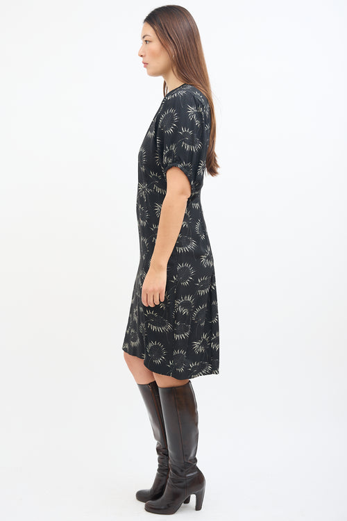 Marni Black & Grey Floral Midi Dress