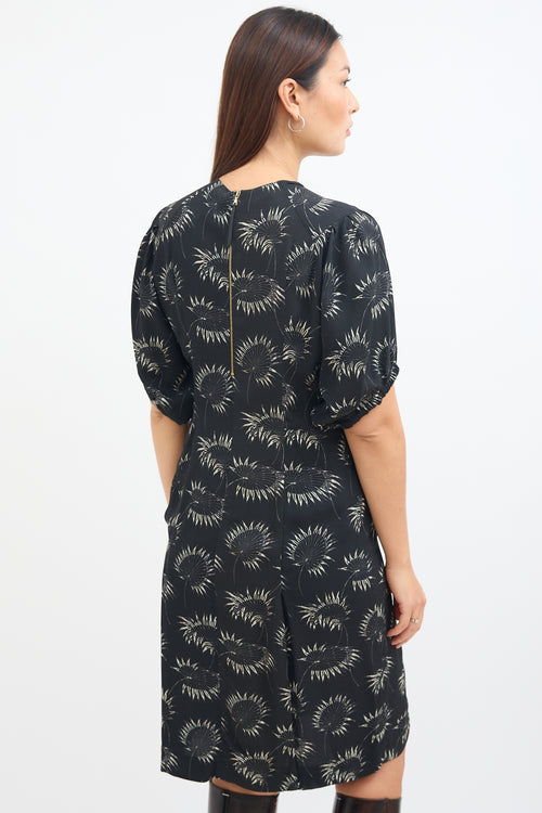 Marni Black & Grey Floral Midi Dress