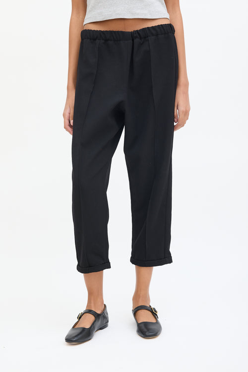 Marni Black Wool Drop Seat Cropped Trouser