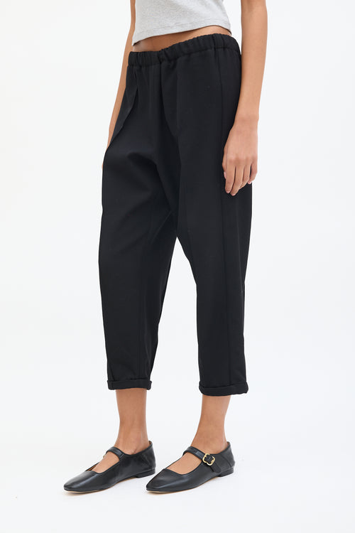 Marni Black Wool Drop Seat Cropped Trouser