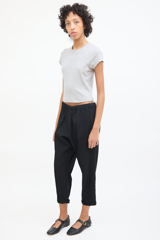 Marni Black Wool Drop Seat Cropped Trouser