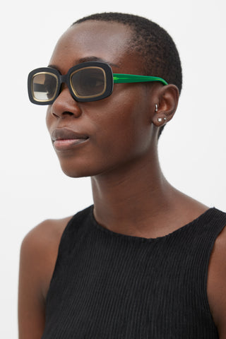 Marni Black & Green MA257 Rectangle Sunglasses