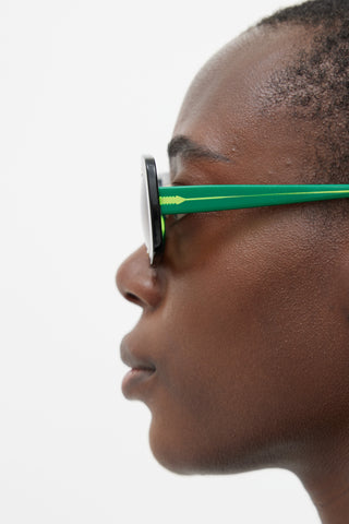 Marni Black & Green MA257 Rectangle Sunglasses