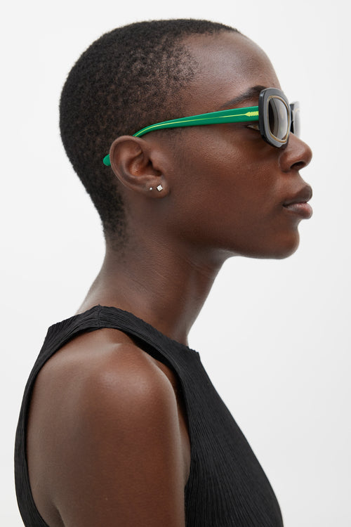 Marni Black & Green MA257 Rectangle Sunglasses