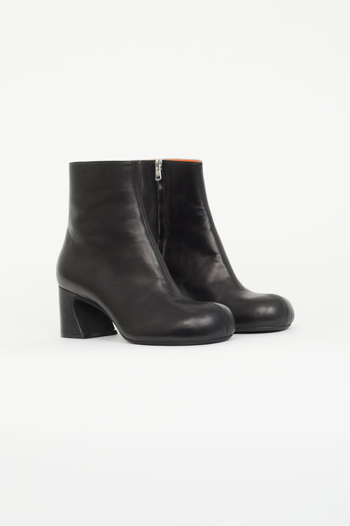 Marni Black Leather Ankle Boot