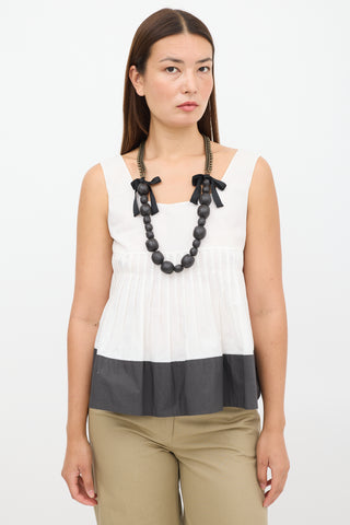 Marni Black Leather Chain Link Beaded Necklace