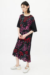 Marni Black & Multicolour Floral T-Shirt Dress