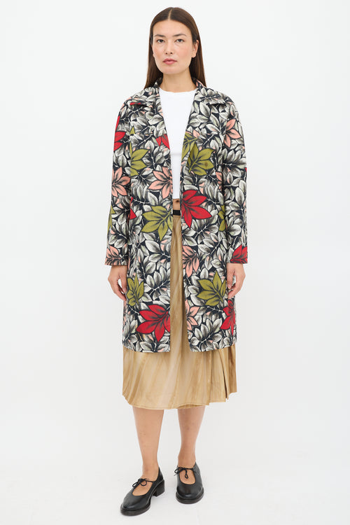 Marni Black & Multicolour Nylon Floral Coat