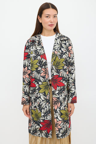 Marni Black & Multicolour Nylon Floral Coat