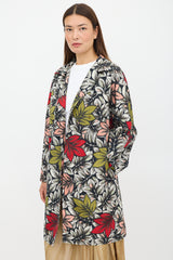 Marni Black & Multicolour Nylon Floral Coat