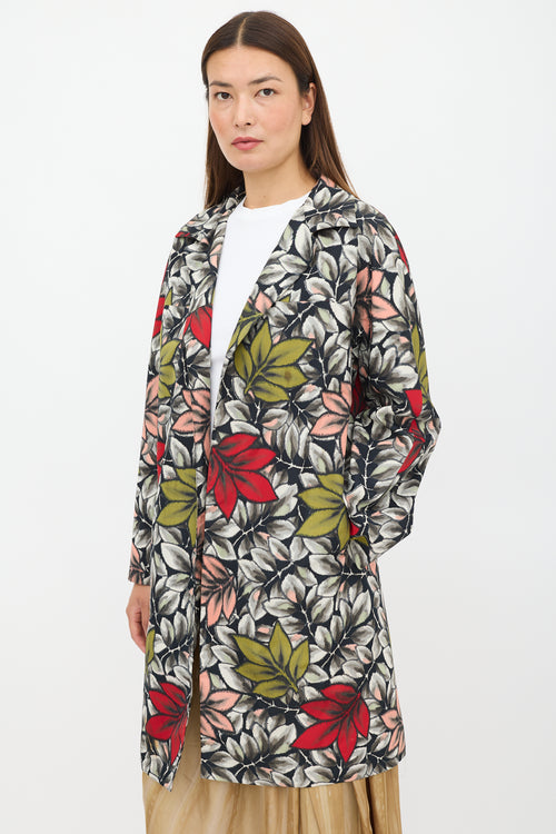 Marni Black & Multicolour Nylon Floral Coat