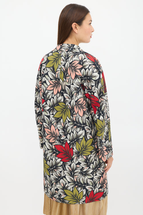 Marni Black & Multicolour Nylon Floral Coat