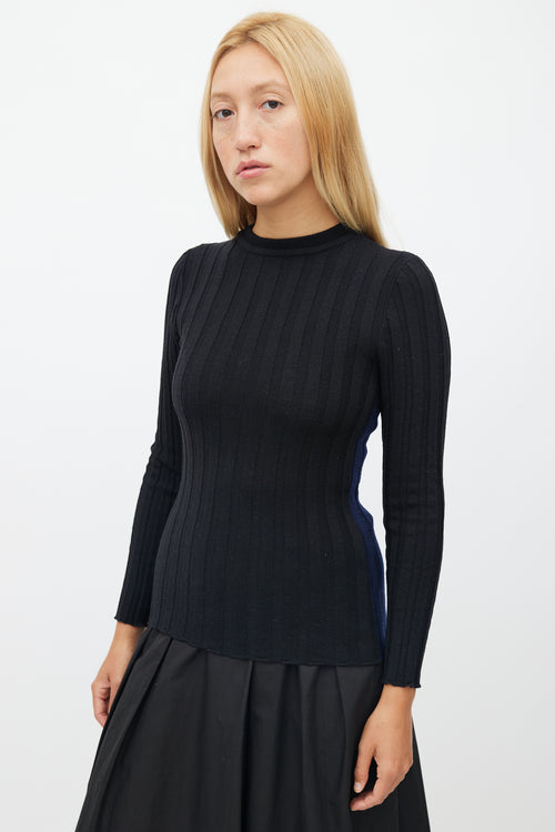 Marni Black & Navy Ribbed Knit Sweater
