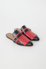 Marni Black & Red Kiltie Fringe Mule