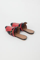 Marni Black & Red Kiltie Fringe Mule
