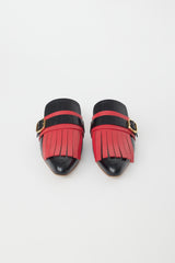Marni Black & Red Kiltie Fringe Mule