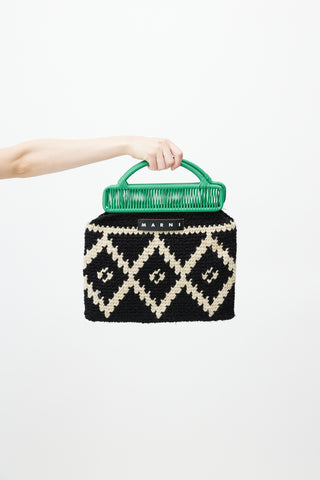 Marni Black & White Crochet Wild Market Tote Bag