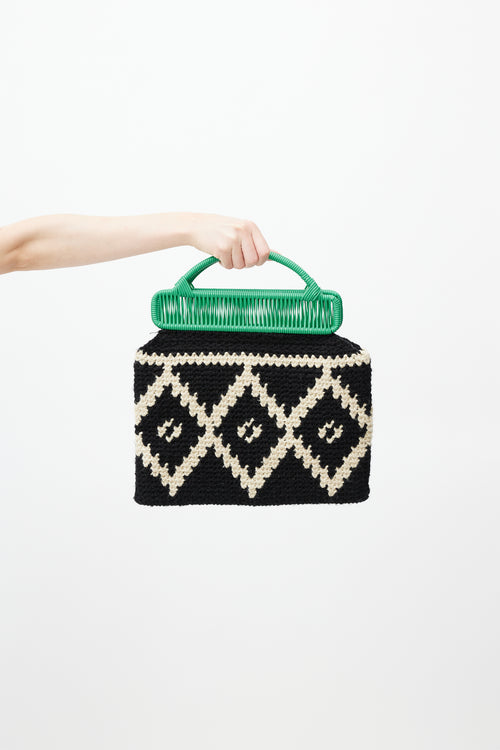 Marni Black & White Crochet Wild Market Tote Bag