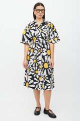 Marni Black & White Floral Button Up Dress