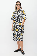Marni Black & White Floral Button Up Dress