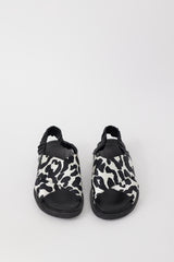 Marni Black & White Printed Satin & Leather Fussbett Sandal
