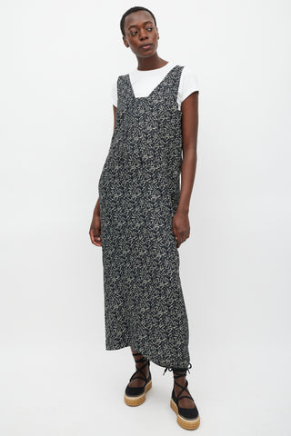 Marni Black & White Printed V-Neck Dress
