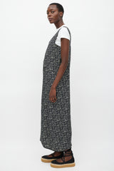 Marni Black & White Printed V-Neck Dress