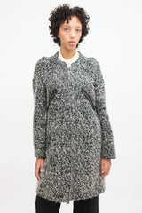 Marni Black & White Wool Boucle Mid Length Coat
