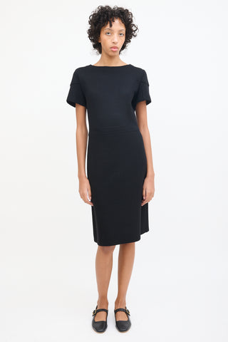 Marni Black Wool & Nylon Knit Midi Dress