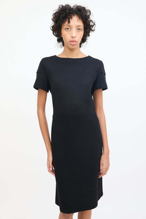 Marni Black Wool & Nylon Knit Midi Dress