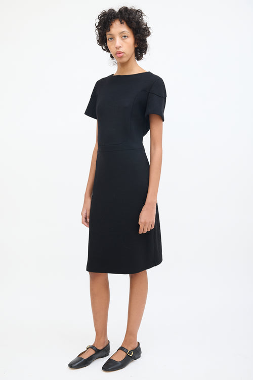 Marni Black Wool & Nylon Knit Midi Dress