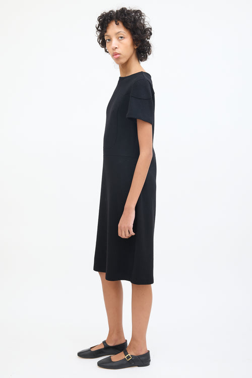 Marni Black Wool & Nylon Knit Midi Dress