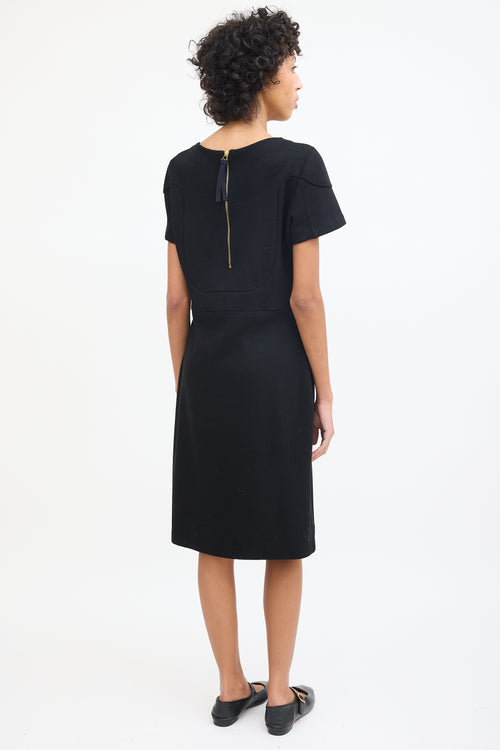 Marni Black Wool & Nylon Knit Midi Dress