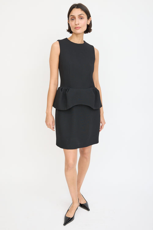 Marni Black Wool Peplum Sheath Dress