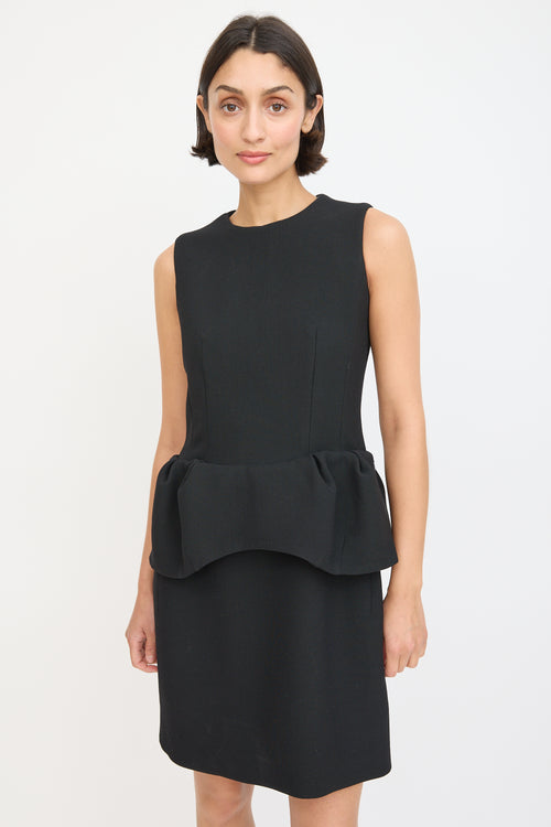 Marni Black Wool Peplum Sheath Dress