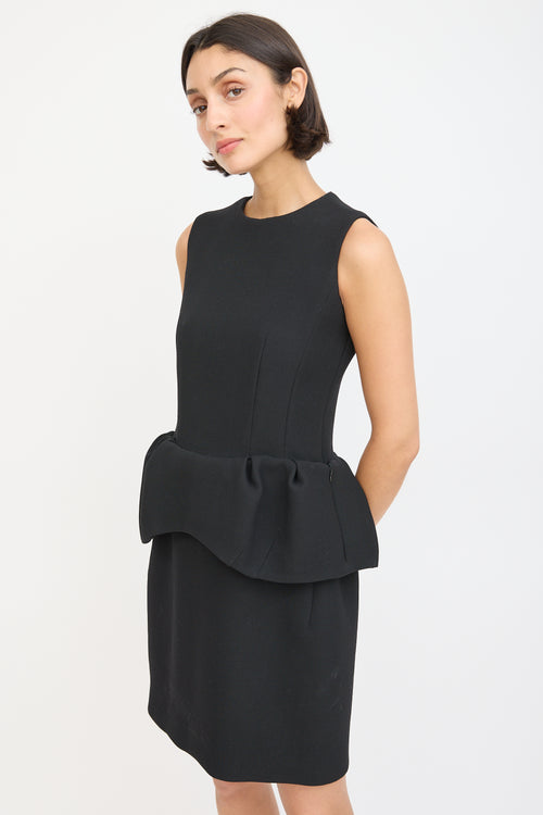 Marni Black Wool Peplum Sheath Dress