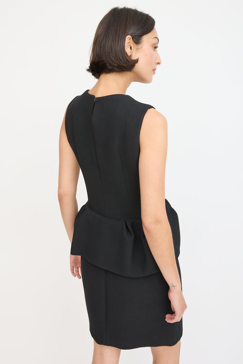 Marni Black Wool Peplum Sheath Dress