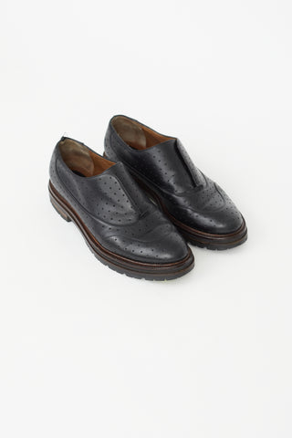 Marni Black Leather Perforated Loafer