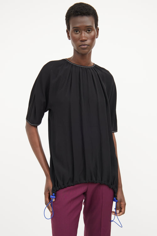 Marni Black Contrast Stitch Top