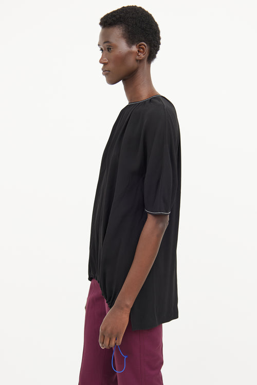 Marni Black Contrast Stitch Top