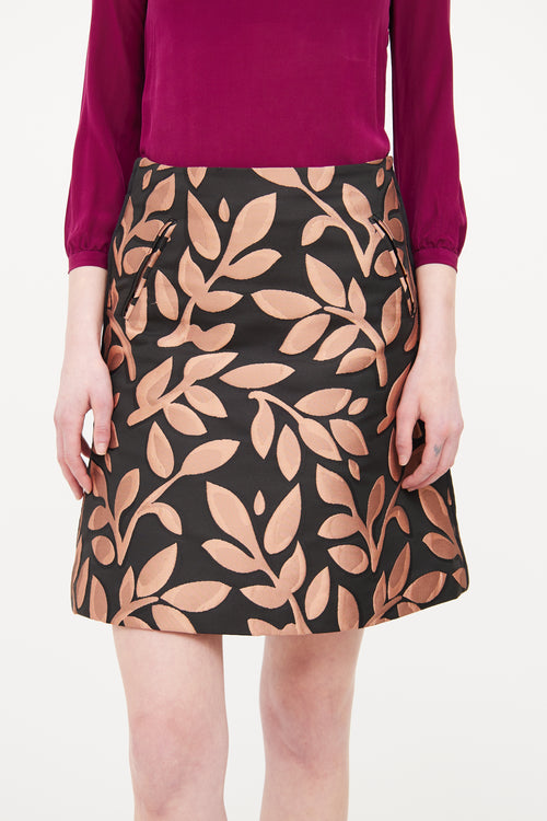 Black & Pink Jacquard Skirt