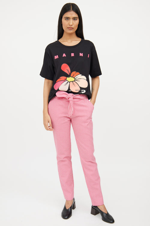 Marni Black & Pink Floral Graphic Top