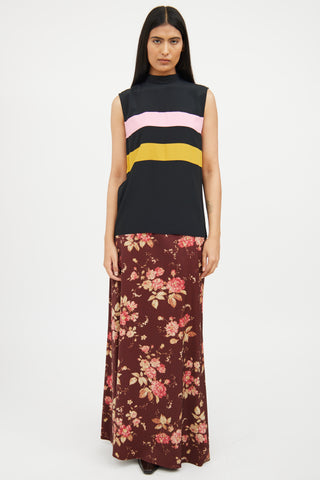 Marni Black Yellow Pink Sleeveless Top