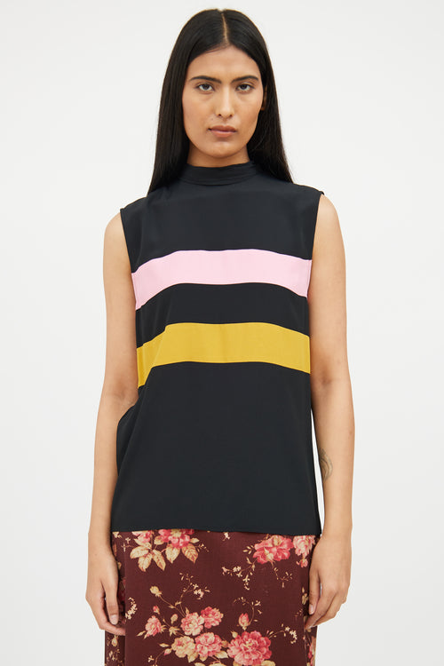 Marni Black Yellow Pink Sleeveless Top