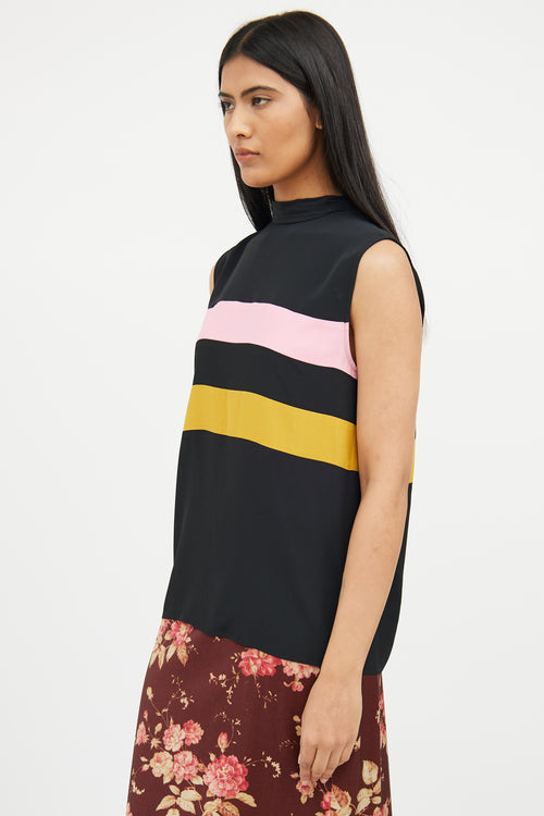 Marni Black Yellow Pink Sleeveless Top